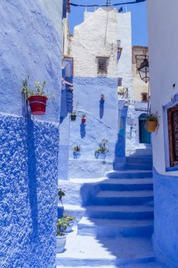 Merdiven: Chefchaouen, Morocco mavi Medine