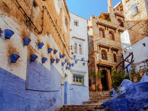 Alley-Chefchaouen, Marokkó — Stock Fotó