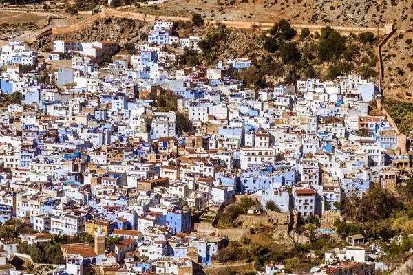 Vista aérea de la antigua medina Chefchaouen, al norte de Marruecos — Foto de Stock