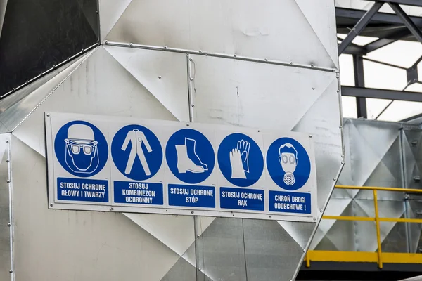 Endüstriyel emniyet piktogram Lehçe açıklama ile.