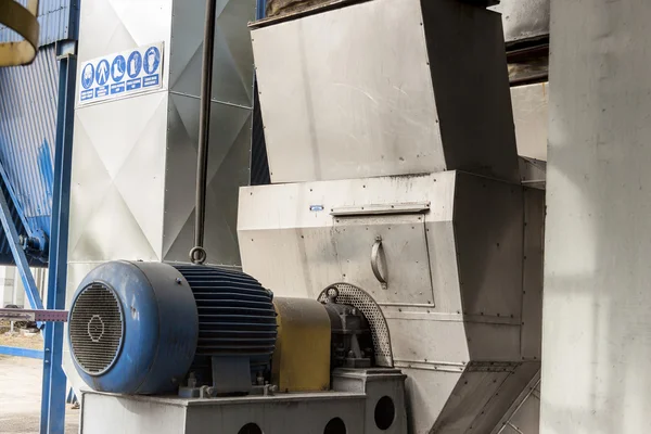 Blue engine and fumes ventilator — Stock Photo, Image