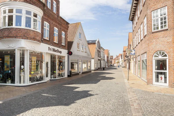 Oude stad straat - Tonder, Denemarken. Stockfoto