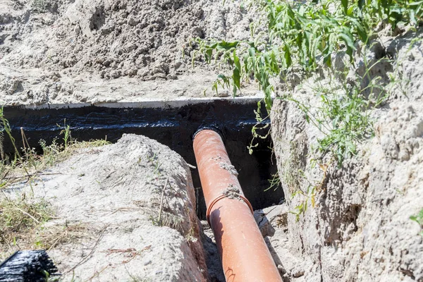 Nieuwe betonnen septische tank — Stockfoto