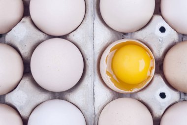 yumurta - üstüne yumurta sarısı ile kırık bir tane grup. 