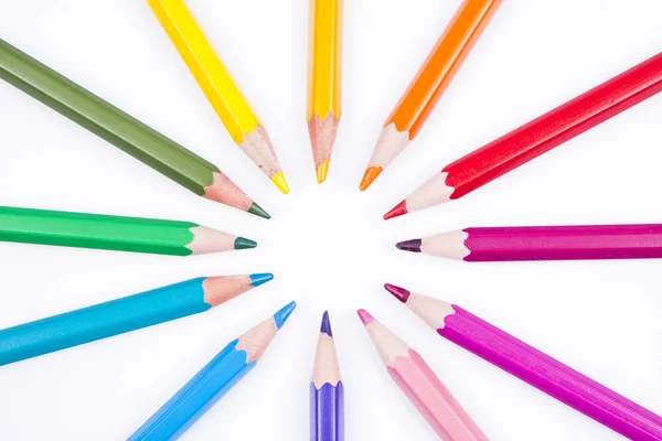 Παλέτα των πολύχρωμα μολύβια — Φωτογραφία Αρχείου