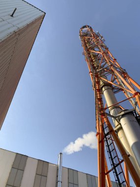 View on industrial chimney from bottom