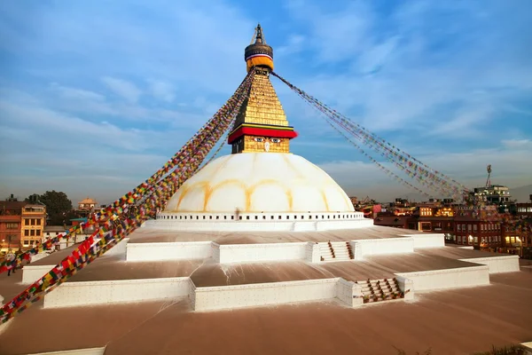 Wieczorem widok z Nepal - Kathmandu - stupa Bodhnath — Zdjęcie stockowe