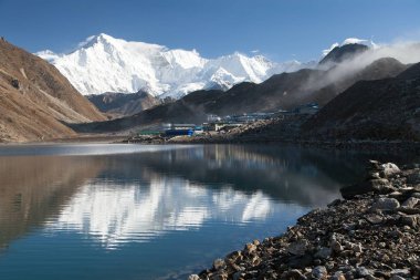 Mount Cho Oyu Gokyo gölde yansıtma görünümü