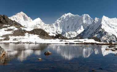 Mount Makalu göl kenarında Kongma La yukarıda geçmek