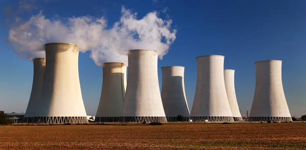 Evening colored sunset view of Nuclear power plant — Stock Photo, Image