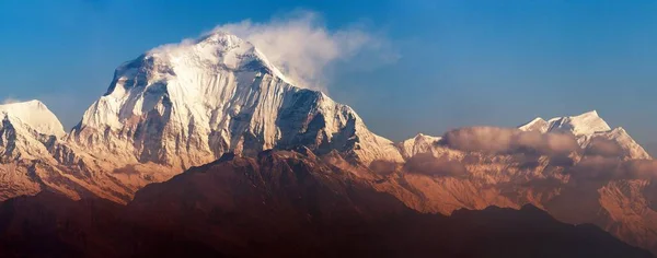 Vista panorámica de la mañana del Monte Dhaulagiri desde Poon Hill —  Fotos de Stock