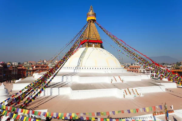 Vista noturna de Bodhnath stupa - Kathmandu - Nepal — Fotografia de Stock