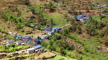 Kharikhola Köyü, Nepal Himalayalar dağlar