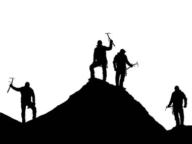 dört dağcılar buz ile el üstünde tepe-in Everest Dağı axe