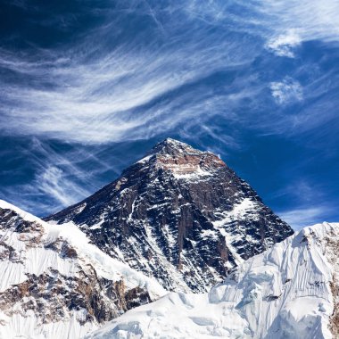 Mount Everest with clouds from Kala Patthar clipart