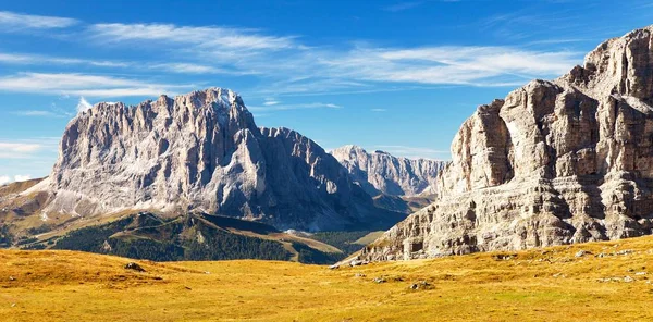 Προβολή Langkofel ή Sassolungo, βουνά Δολομίτες — Φωτογραφία Αρχείου