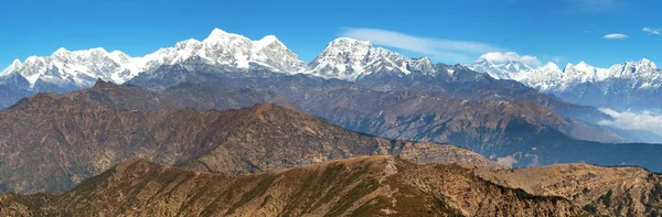 从吉普赛人峰的喜马拉雅山脉的全景视图 — 图库照片