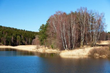 Gölet sonbahar görünümü, bohem ve Moravyalı highland
