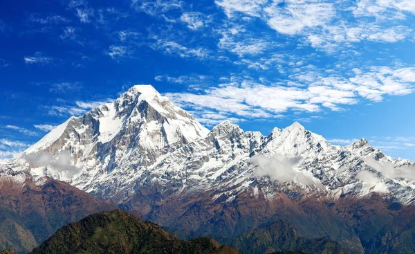 Mount Dhaulagiri bulutlu gökyüzü üzerinde — Stok fotoğraf