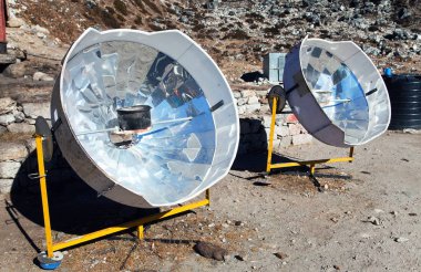 sunny solar cooker, Everest area, Nepal clipart