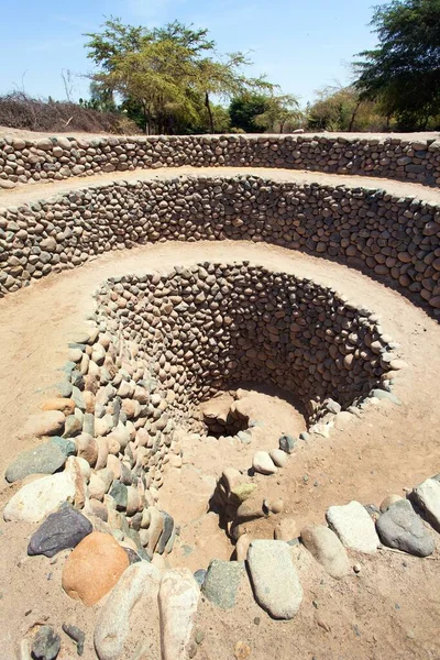 Acquedotto Cantalloc a Nazca, acquedotti a spirale o a cerchio — Foto Stock
