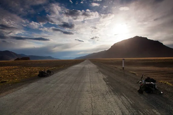 Hermosa Vista Autopista Pamir Pamirskij Trakt Carretera Carretera Internacional Tayikistán —  Fotos de Stock