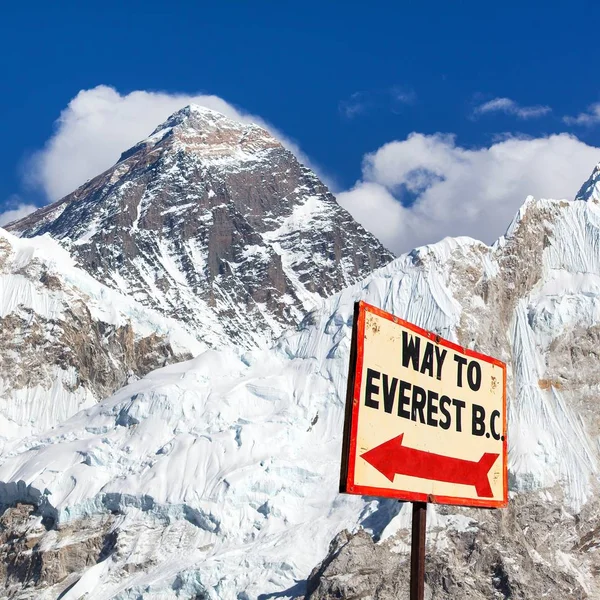 Skiltning Måde Montere Everest Toppen Mount Everest Nepal Himalayas Bjerge - Stock-foto