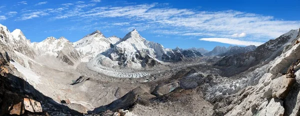 Krásný Výhled Horu Everest Lhotse Nuptse Základního Tábora Pumo Modrou — Stock fotografie