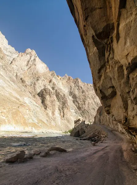 Pamir Autopista M41 Carretera Internacional Pamirskij Trakt Río Panj Montañas — Foto de Stock