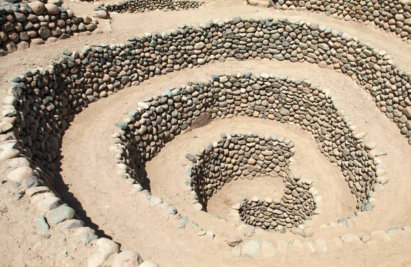 Nazca Cantalloc Kemeri Spiral Veya Daire Kemerleri Veya Kuyular Peru — Stok fotoğraf