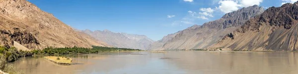 Panj Nehri Pamir Dağları Panoramik Manzara Panj Amu Darya Nehrinin — Stok fotoğraf