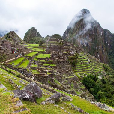 Machu Picchu, Peru 'nun panoramik manzarası, Unesco dünya mirası alanı, kutsal vadi, İnka patikası, Cusco bölgesi, Peru 