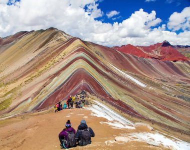Gökkuşağı dağları veya Vinicunca Montana de Siete Colores, Peru, Peru 'daki Cuzco bölgesi, Peru And Dağları 