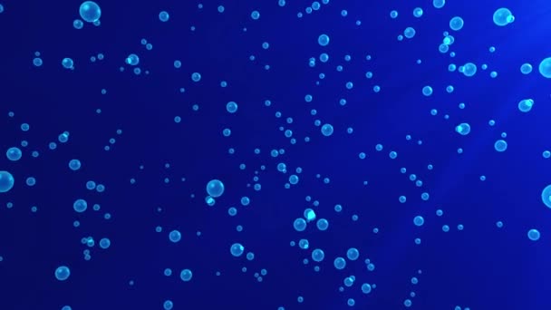 Abstract Dark Background Rotating Particles Blue Light Corner Blue Spheres — Stock Video