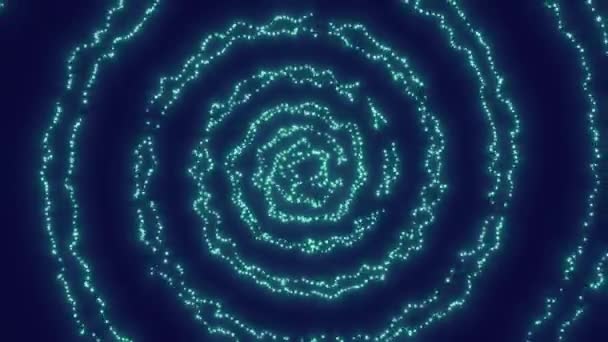 Abstract Animated Background Particles Spiral Circles Twists Center Glow Movement — Stock Video