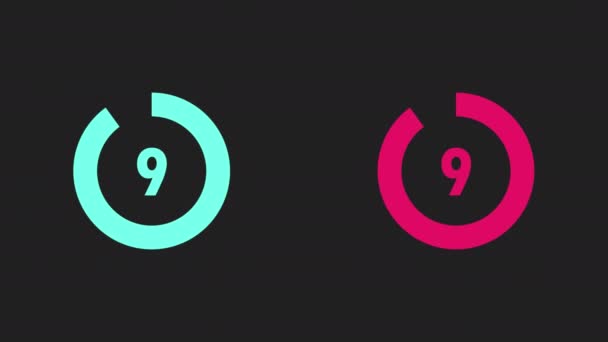 Un compte à rebours de dix secondes. Diminution de l'échelle circulaire. Le rouge et le vert sont des couleurs tendances. 4K. Canal alpha .