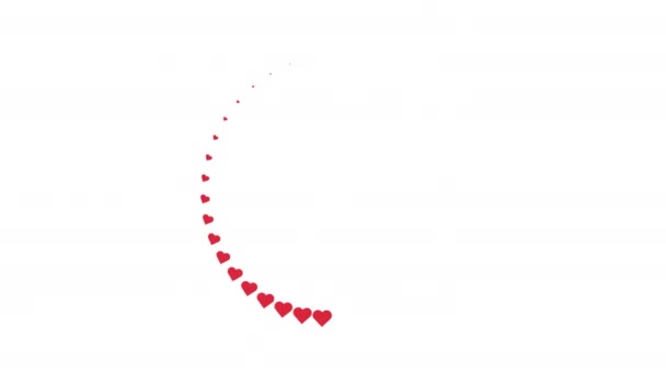 Червоні Серця Літають Колу Зникають Елемент Інтерфейсу Завантаження Завантаження Очікування — стокове відео