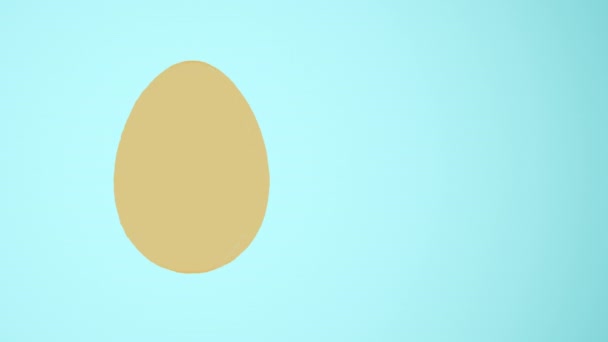 3Dレンダリング 青い背景に卵をオレンジ色にします 卵は回転して地面に倒れ 消えます 卵は多角形の空隙から現れる ループ映像ビデオクリップ 技術的な東 — ストック動画