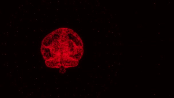 Modèle Cerveau Humain Tourne Dans Espace Effet Plexus Rendu Les — Video