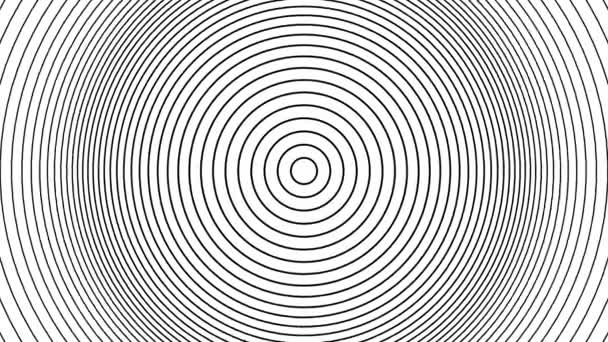 Абстрактный Анимированный Шаблон Черные Круги Пульсируют Центре Плоский Стиль Дизайн — стоковое видео