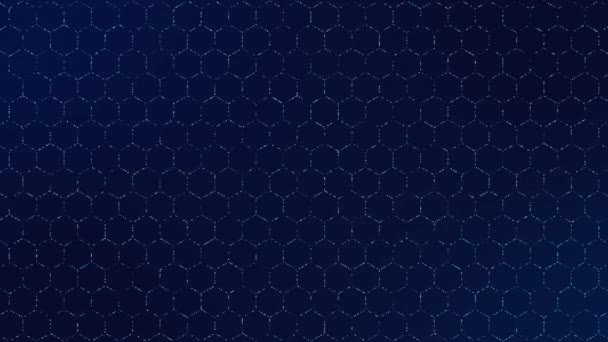 六边形的动画网格 它由蓝色粒子组成 — 图库视频影像
