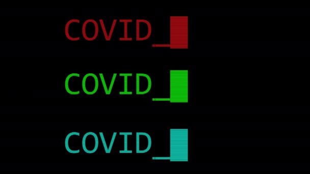 在电脑上打印这个字 Covid Coronavirus 黑阿尔法频道闪烁的光标4K — 图库视频影像