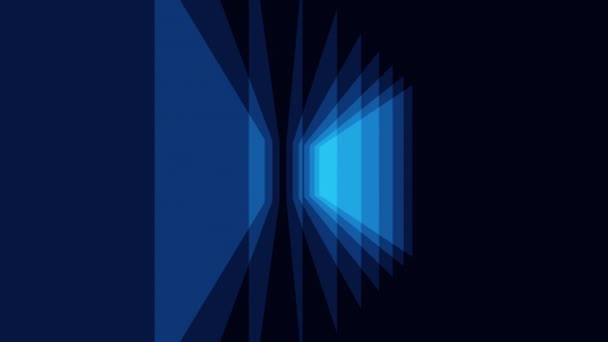 青い四角形の抽象的な背景 画面中央に形が回転します ブルー ティント ループスクリーンセーバーのビデオ — ストック動画