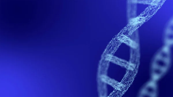 Mavi arka planda insan DNA 'sı. DNA dönüşümlü. Pleksus etki alanı derinliği. Hastalık virüsüne karşı direnç. Tıbbi illüstrasyon.