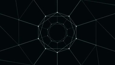 Soyut animasyon geometrik arka plan. Döngülü bir video kaydı. Dairesel desen. Çizgiler ve noktalar. 4K.
