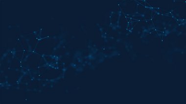 Soyut pleksus arkaplanı. Mavi çizgiler ve noktalar. Tekno arka plan. 3B illüstrasyon