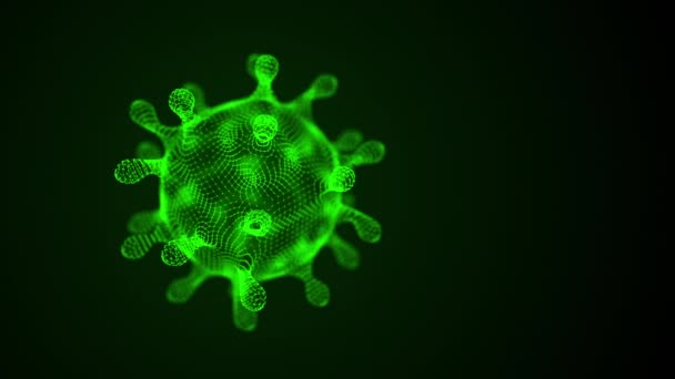 Renderização Bactérias Estudo Coronavírus Scanner Verde Rotação Microorganismo Filmagem Vídeo — Vídeo de Stock