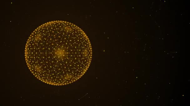 Sphère Tourne Avec Des Particules Animation Bouclée Lueur Orange Full — Video