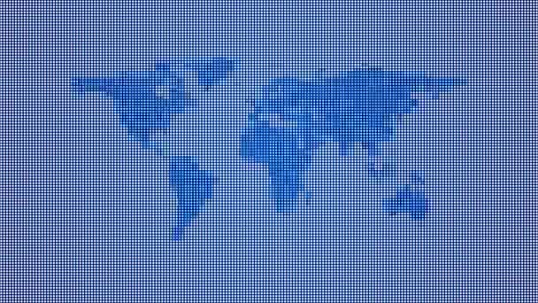 Анимированная Карта Мира Круглые Пиксели Появление Исчезновение Карты Земного Шара — стоковое видео