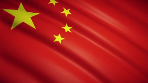 Chinese Flag Close Fluttering Wind Yellow Stars Red Background Vignetting — Stock Video